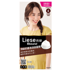 Liese 莉婕 頂級奶霜泡沫染髮劑 遮蓋白髮, 6 清新優雅深濃棕, 1盒