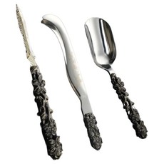 茶具三君子刀夾勺3件組, 立體雕花, 1組