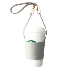 Yomopick 皮革隨行杯便攜式飲料杯套, 1個, 淺灰色