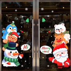 小麥購物 聖誕節靜電玻璃貼, 打招呼款, 2捲