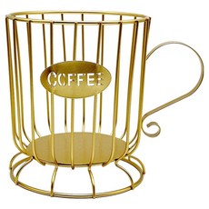 Ttabongoppa 馬克杯造型復古咖啡膠囊收納盒 基本大型 JNHA1943, 1個, 金色