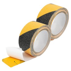 自黏磨砂顆粒防滑止滑條膠帶 黑黃色-階梯止滑、浴室防滑、居家安全防護, 2捲