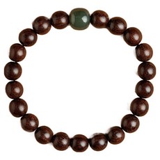 Living Pocket 幸運手工圓珠手鍊 念珠 16cm 和田玉正珠型, 1個, 金絲檀木