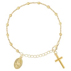 Living Pocket十字架天主教念珠手鍊+紙2組, 1套, 金子