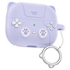 Seutedieol Galaxy Buds 矽膠貓咪遊戲機保護殼 Buds3 / Buds Pro3, 1個, 單一商品, 紫色