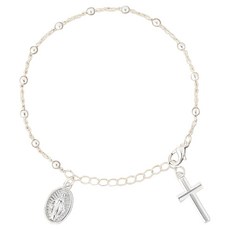 리빙포켓 십자가 카톨릭 묵주 팔찌 + 페이퍼1 세트, 스틸, 1세트