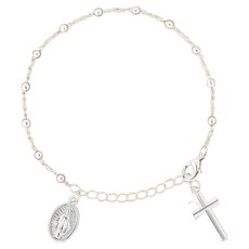 리빙포켓 십자가 카톨릭 묵주 팔찌 + 페이퍼2 세트, 스틸, 1세트