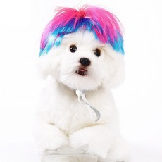 Maison Fufu 寵物拍照道具服裝假髮, 雙色亮粉紅, 1個