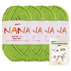 Knitt Nana 毛線 50g x 4p + Knitting Map mini 套組, 1個, 17 蘋果綠