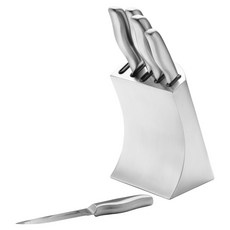 Masterclass 刀具5件 + 流線刀座組, 主廚刀 + 切肉刀 + 麵包刀 + 多用刀 + 削皮刀 + 刀座, 1組