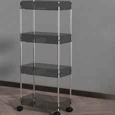 Jennyhome 移動式縫隙收納架手推車 寬版, 透明黑色