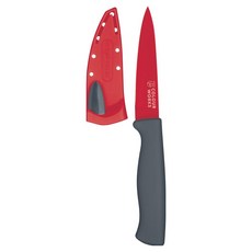 Colourworks 磨刀套 + 不沾蔬果刀, 紅色, 1組