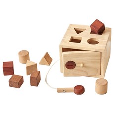 Ainbaum 幼兒高級原木教具圖形積木盒, 1個, 天然木質