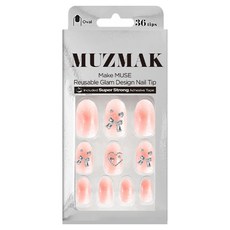 MUZ MAK 可重複使用華麗設計橢圓形美甲片套組, 1個, 蓬鬆