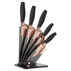 taylor's eye witness Brooklyn刀座 + 刀具5件組 玫瑰金, 黑色/玫瑰金, 1組