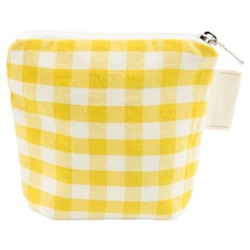 세맘스 안감방수 멜란지 체크 약파우치, 옐로우