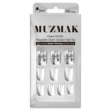 MUZ MAK 可重複使用華麗設計短版美甲片組, 1個, 里斯基
