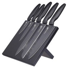 Masterclass 磁吸座 + 不沾刀具5件組, 削皮刀 + 雕刻刀 + 麵包刀 + 肉刀 + 大廚刀 + 刀座, 1組