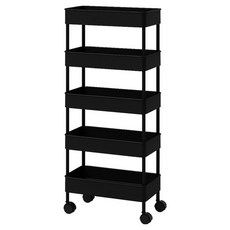 Jenny Home 移動式縫隙收納架 纖薄5層手推車, 黑色