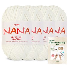 니뜨 나나 뜨개실 50g x 4p + 니팅맵 mini 세트, 1세트, 01 크림