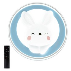WONHA 兔子單環角色圓形LED房間吸頂燈 75W + 遙控器組合, 無閃爍 白色 + 藍色 + 日光色 + 燈泡色 + 白光色