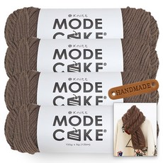 Knitt Mode Cake 編織線 100g x 4入 + New Royd 長圍巾織圖 + 圓邊標籤組合, 06_淺棕色, 1個