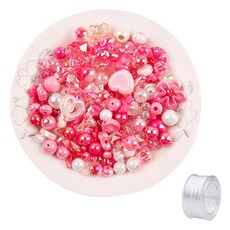 Pose Shine Shy 串珠手鍊掛繩鑰匙圈 DIY 工藝材料 隨機混合 50g + 迷你卷組合, 1套, 玫瑰紅(串珠)