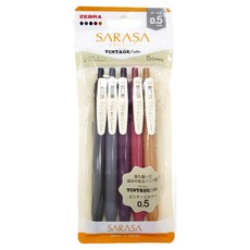 ZEBRA 斑馬牌 SARASA Clip 復古中性墨水筆 2 0.5mm 5色組, 1套, 駝黃色, 黑醋栗黑, 波爾多紫, 深灰色, 懷舊黑