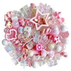 Pose Shine 閃亮串珠手鍊吊飾鑰匙圈DIY手工藝材料 隨機混裝 50g + 迷你捲線組, 1套, 粉紅色(串珠)