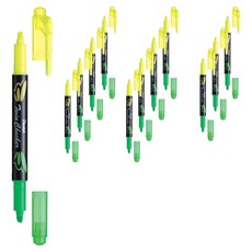 펜텔 트윈체커 수성 형광펜 SLW8-G, 옐로우 + 라이트그린, 12개