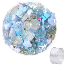 포즈샤인 블링 비즈 팔찌 스트랩 키링 만들기 공예 재료 랜덤믹스 50g + 미니롤 세트, 블루(비즈), 1세트