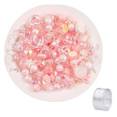 Pose Shine Shy 串珠手鍊掛繩鑰匙圈 DIY 工藝材料 隨機混合 50g + 迷你卷組合, 1套, 粉紅色(串珠)