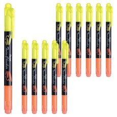 Pentel 飛龍文具 Twin Checker 水性螢光筆 SLW8-G, 黃色 + 橘色, 12個