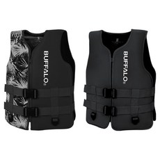 BUFFALO 潛水料救生衣 2入, 純黑, 棕櫚黑