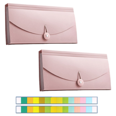 미소로운 영수증 보관 아코디언 영수증정리함 + 인덱스스티커, 라이트핑크, 2개