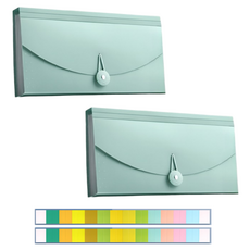 미소로운 편리한 13칸 미니 아코디언 영수증정리함 + 인덱스스티커, 그린, 2개