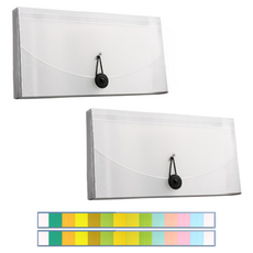 미소로운 영수증 보관 아코디언 영수증정리함 + 인덱스스티커, 투명화이트, 2개