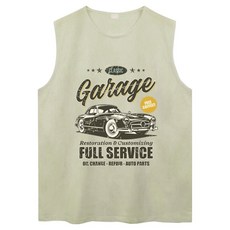 ILLUSO 男款經典車印花水洗寬鬆無袖T恤