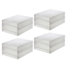 MUJI 無印良品 正反疊2段薄型PP盒, 4個, 透明色