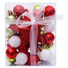 小麥購物 聖誕節裝飾球禮盒 30個, 紅色/綠色/白色, 1盒