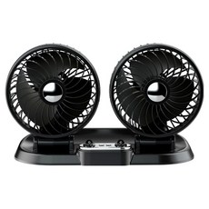 리예 차량용 360도 USB 듀얼 선풍기, 블랙, F622U