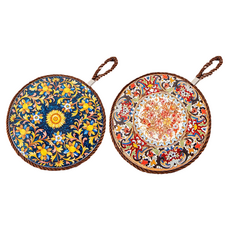 JAR 嚴選 中式宮廷風陶瓷耐熱鍋墊2件組 17cm, 1組, 富貴欣欣向榮款