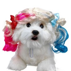 메종퓨프 강아지 고급 가발 코스튬 파티 생일 축하 양갈래, 할리퀸, 1개