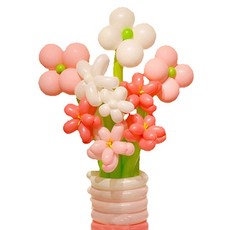 DIY花朵氣球製作 + 手動打氣筒套組粉紅色花盆, 1套, 混合顏色