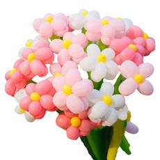 DIY 花朵氣球製作 + 手動打氣筒組合 粉紅色 黃色, 1套, 混合顏色