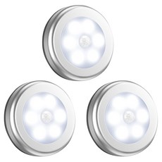 MAME 6LED 新型無線感應燈, 銀色 + 冷白光, 3個