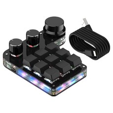 SIKAI 9鍵 + 3旋鈕自定義有線鍵盤, 黑色/RGB, SK-KB9, 紅軸