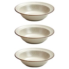 Minorutouki 陶瓷湯碗, 3個, 棕色滾邊