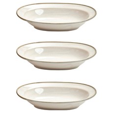 陶瓷義大利麵碗, 3個, 綠色滾邊