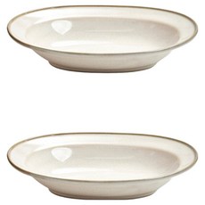 陶瓷義大利麵碗, 2個, 綠色滾邊